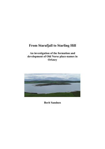 From Starafjall to Starling Hill - Scottish Place-Name Society
