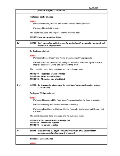 View the public minutes of this meeting - NIHR Health Technology ...