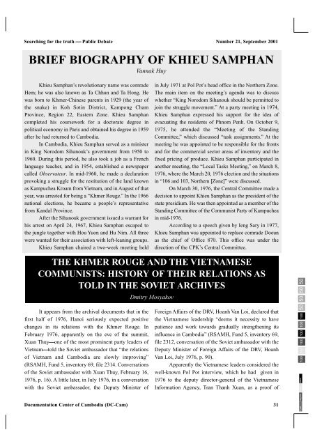 Searching for the truth Issues 21 - Documentation Center of Cambodia