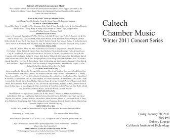 Chamber Music - Caltech Performing and Visual Arts - California ...