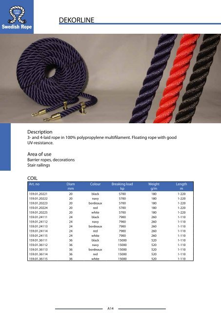 Download our catalogue here - Swedish Rope