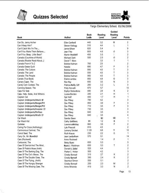 Quizzes Selected - Barrow County Schools