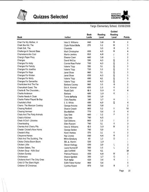 Quizzes Selected - Barrow County Schools