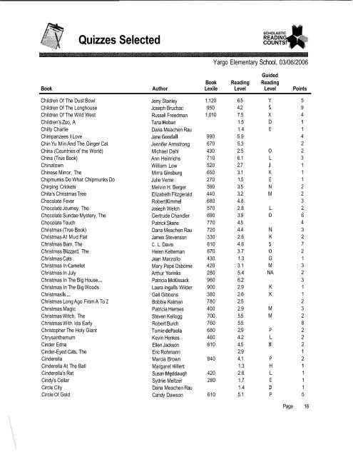 Quizzes Selected - Barrow County Schools