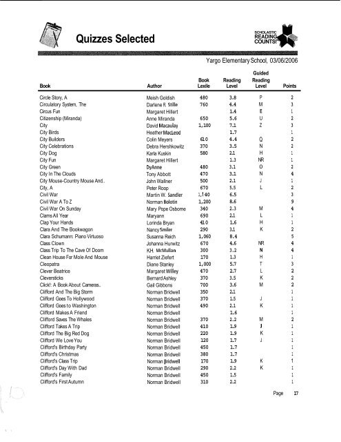 Quizzes Selected - Barrow County Schools