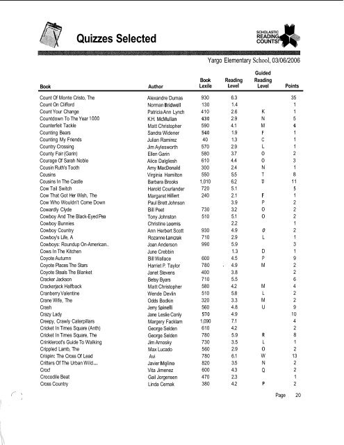 Quizzes Selected - Barrow County Schools