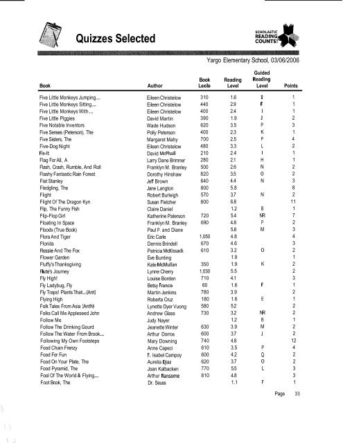 Quizzes Selected - Barrow County Schools