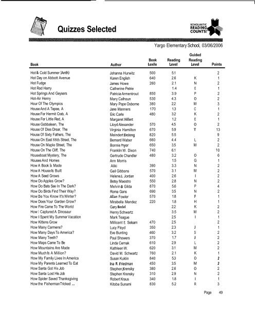 Quizzes Selected - Barrow County Schools