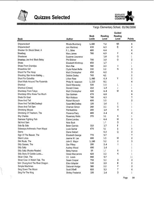 Quizzes Selected - Barrow County Schools