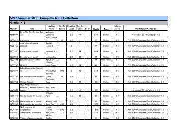 SRC! Summer 2011 Complete Quiz Collection