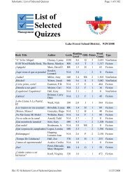 List of Selected Quizzes - Lake Forest School District