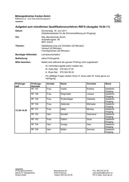 Aufgebot Refa Berufskunde mündlich 16.04.11