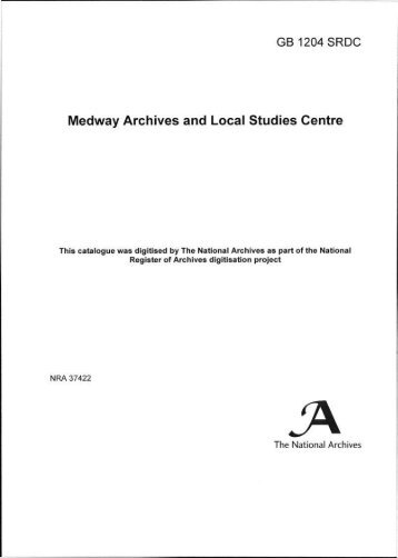 Medway Archives and Local Studies Centre - The National Archives