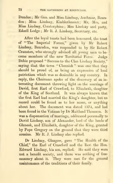 Publications of the Clan Lindsay Society - Electric Scotland