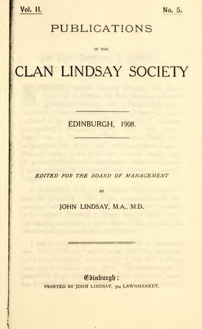 Publications of the Clan Lindsay Society - Electric Scotland