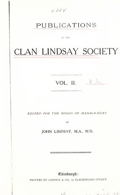 Publications of the Clan Lindsay Society - Electric Scotland