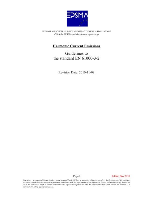 Guidelines to the standard EN 61000-3-2 - European Power Supply ...