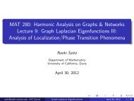 MAT 280: Harmonic Analysis on Graphs & Networks Lecture 9 ...