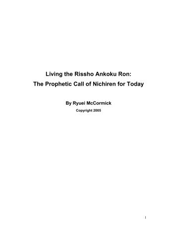 Living the Rissho Ankoku Ron: - Nichiren's Coffeehouse ...