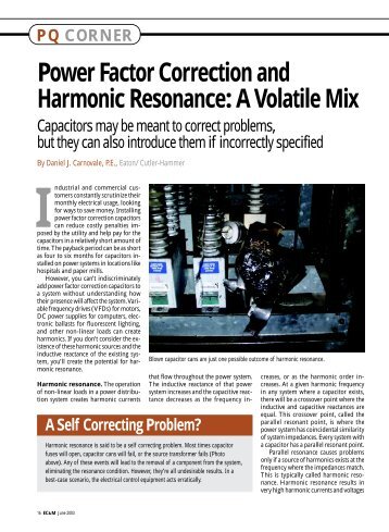 Power Factor Correction and Harmonic Resonance: A Volatile Mix