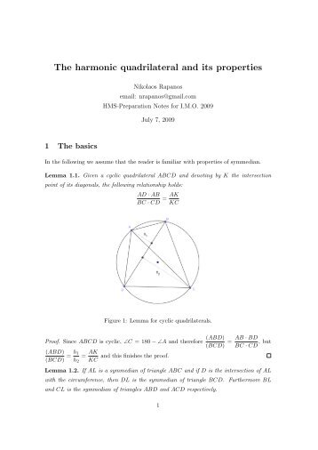 The harmonic quadrilateral and its properties - Nikolaos Rapanos