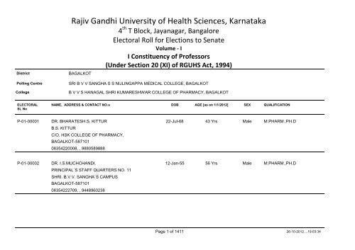 Rajiv Gandhi University of Health Sciences, Karnataka