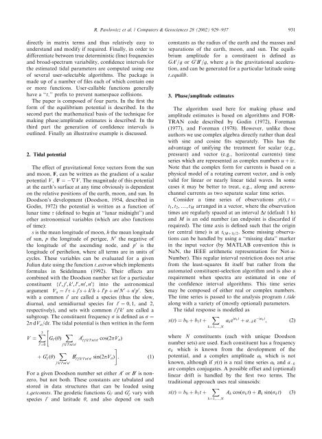 Classical tidal harmonic analysis including error estimates in ...
