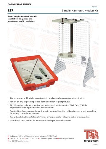 Simple Harmonic Motion Kit - TecQuipment Ltd