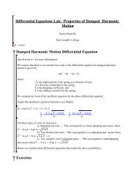 Differential Equations Lab: Properties of Damped Harmonic Motion ...