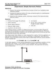 Experiment: Simple Harmonic Motion - PCC