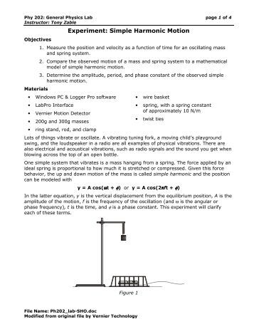 Printables Simple Harmonic Motion Worksheet simple harmonic motion worksheet experiment pcc