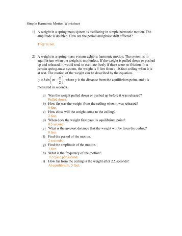 Printables Simple Harmonic Motion Worksheet simple harmonic motion worksheet d libby worksheet