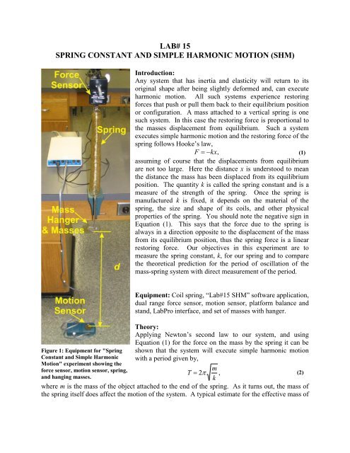Spring Constant and Simple Harmonic Motion (SHM)