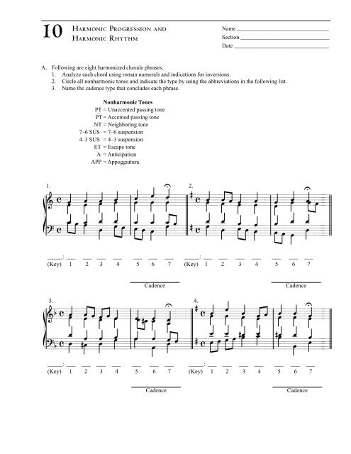 Chapter 10 - Harmonic Progression and Harmonic Rhythm