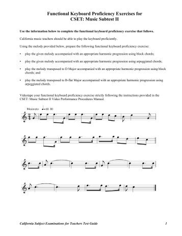 Functional Keyboard Proficiency Exercises for CSET: Music Subtest II