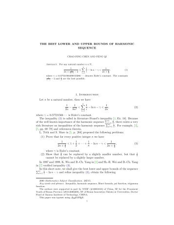 THE BEST LOWER AND UPPER BOUNDS OF HARMONIC ... - ajmaa