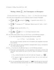 Testing a Series an for Convergence or Divergence