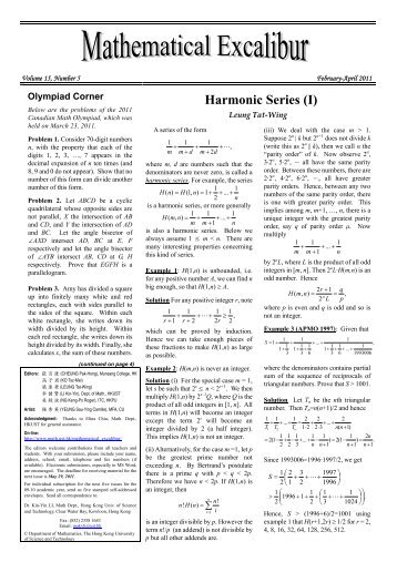 Harmonic Series (I) - Department of Mathematics - The Hong Kong ...