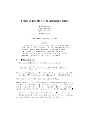 Finite segments of the harmonic series