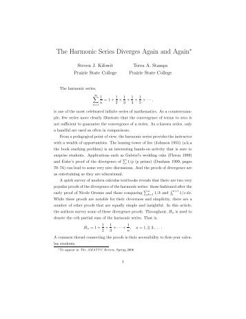 The Harmonic Series Diverges Again and Again - SCIPP