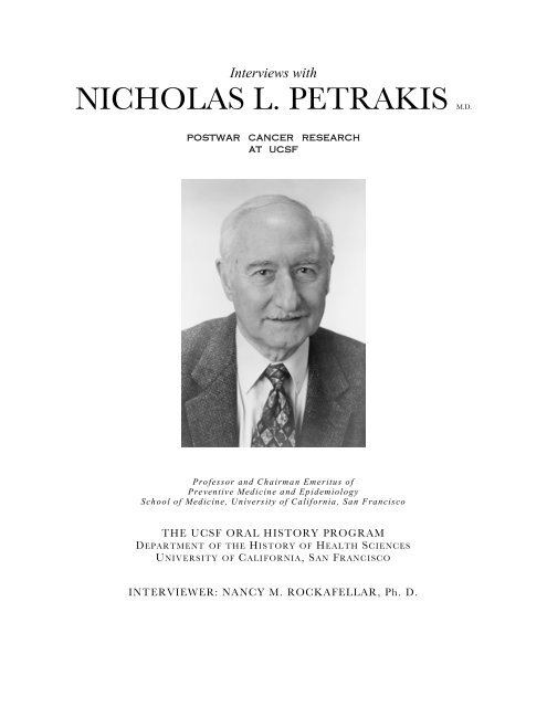 nicholas l. petrakis md - Anthropology, History and Social Medicine ...