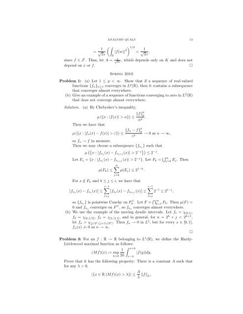 ANALYSIS QUALIFYING EXAM PROBLEMS BRIAN LEARY ...