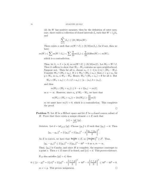 ANALYSIS QUALIFYING EXAM PROBLEMS BRIAN LEARY ...
