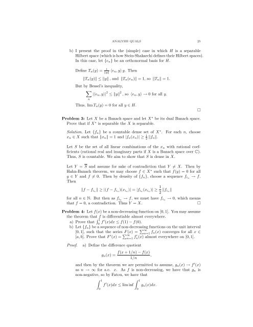 ANALYSIS QUALIFYING EXAM PROBLEMS BRIAN LEARY ...