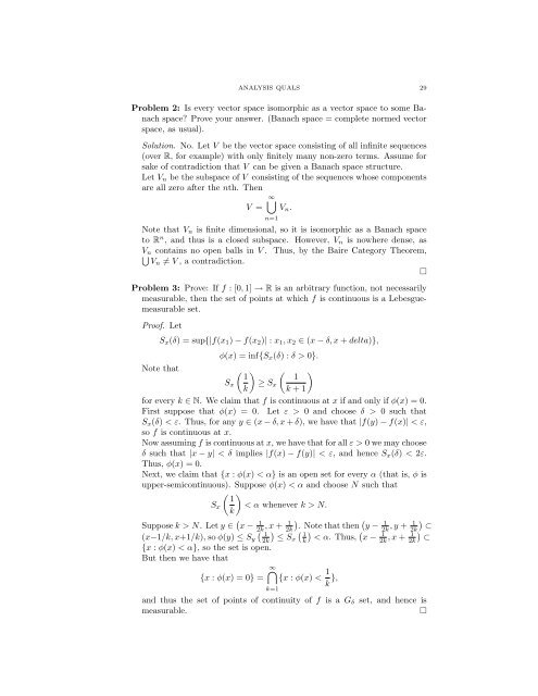 ANALYSIS QUALIFYING EXAM PROBLEMS BRIAN LEARY ...