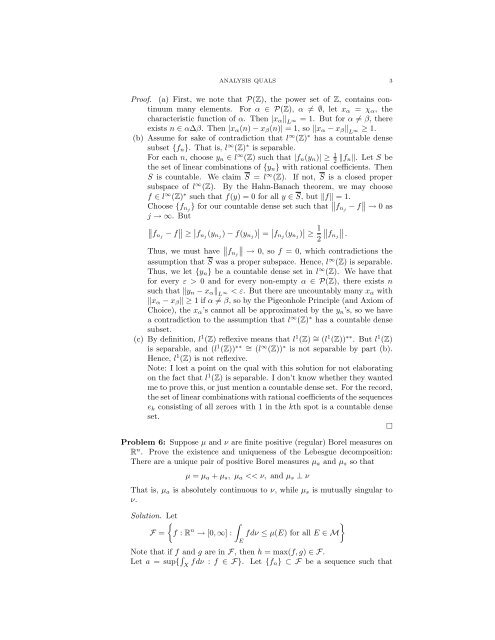 ANALYSIS QUALIFYING EXAM PROBLEMS BRIAN LEARY ...