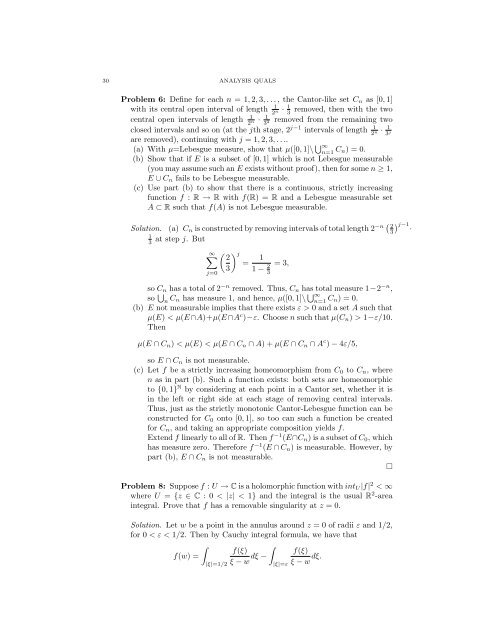 ANALYSIS QUALIFYING EXAM PROBLEMS BRIAN LEARY ...