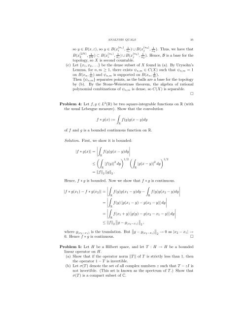 ANALYSIS QUALIFYING EXAM PROBLEMS BRIAN LEARY ...