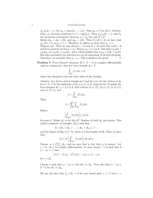 ANALYSIS QUALIFYING EXAM PROBLEMS BRIAN LEARY ...
