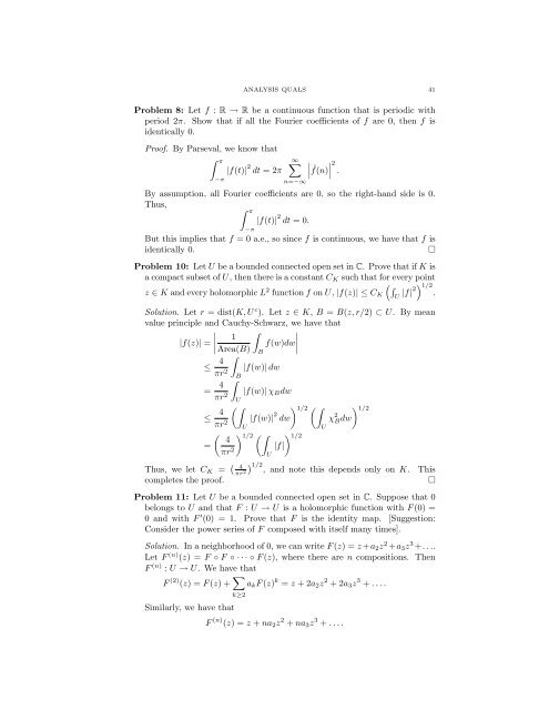 ANALYSIS QUALIFYING EXAM PROBLEMS BRIAN LEARY ...
